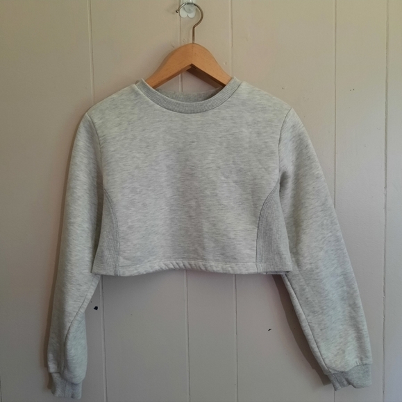 ASOS Tops - ASOS crop sweatshirt cropped heathered oatmeal 0